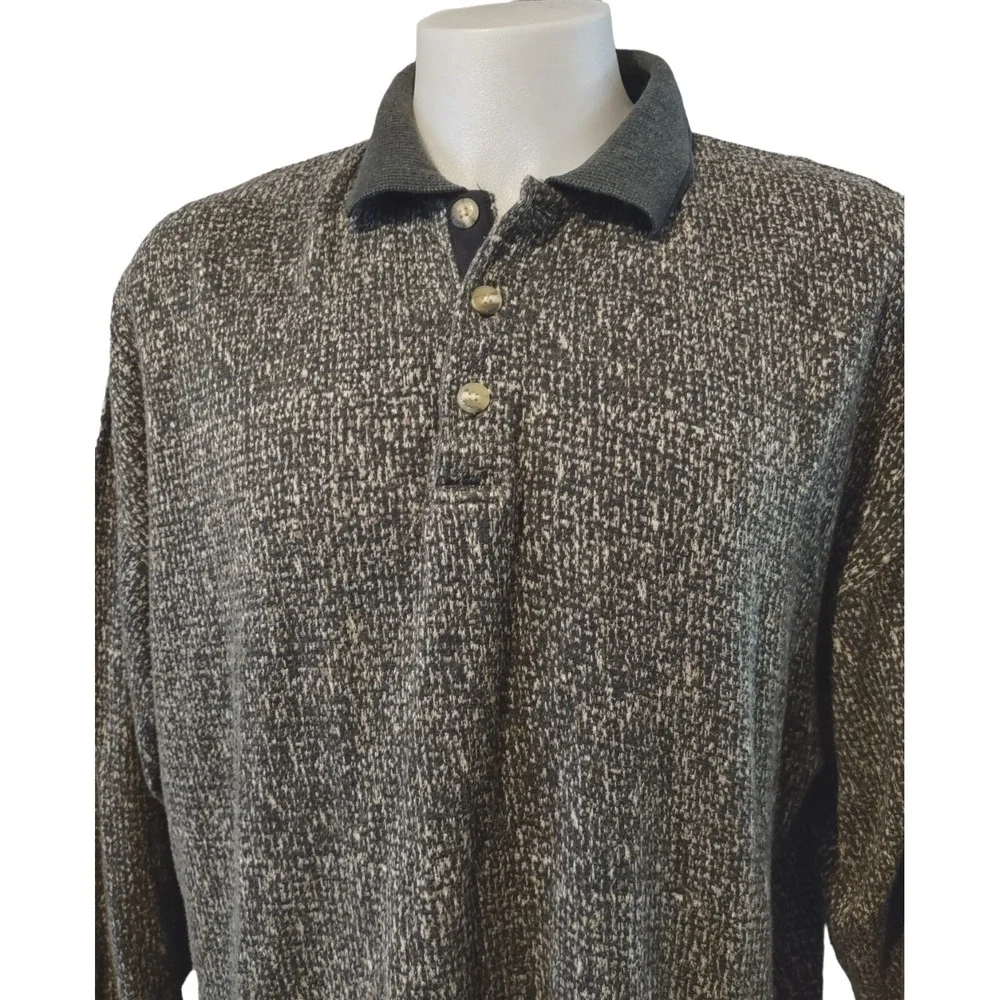 Bachrach Polo Shirt XL Vintage Retro Norm Grandpa Core Grey Long Sleeve Knit Men